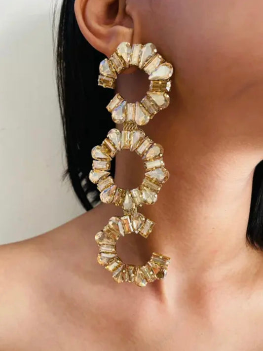 Golden New Deepika Western Crystal Earrings