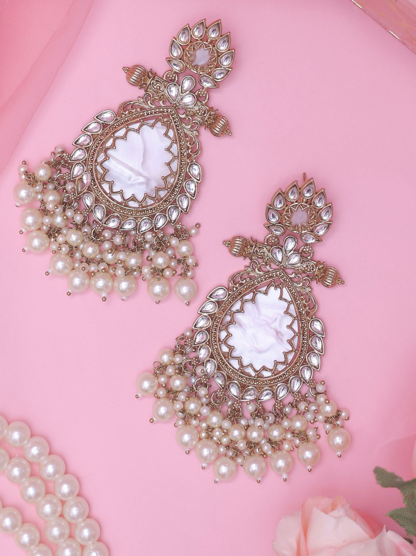 White Keesha Designer Earrings