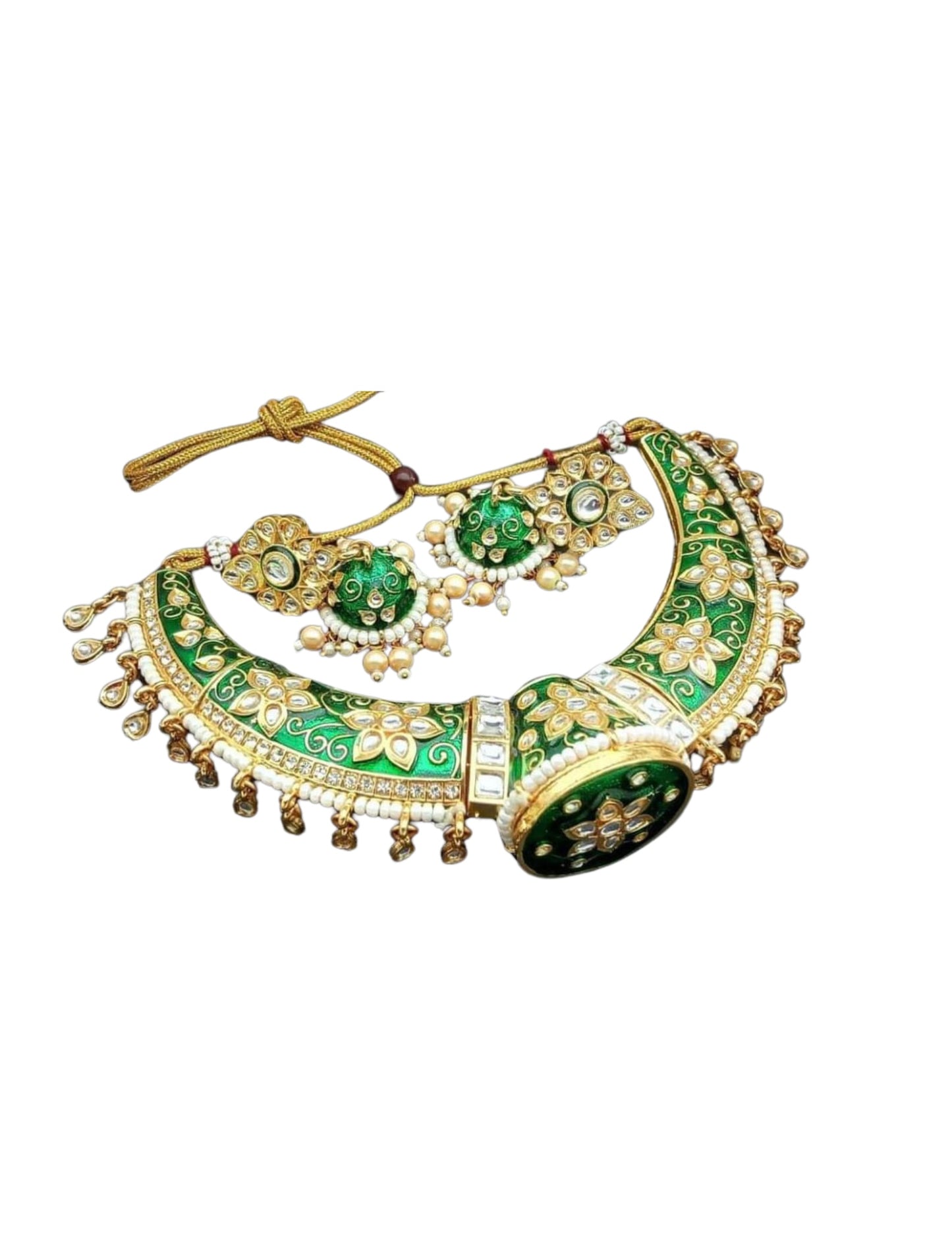 Only Green Meenakari Hasli Necklace Set