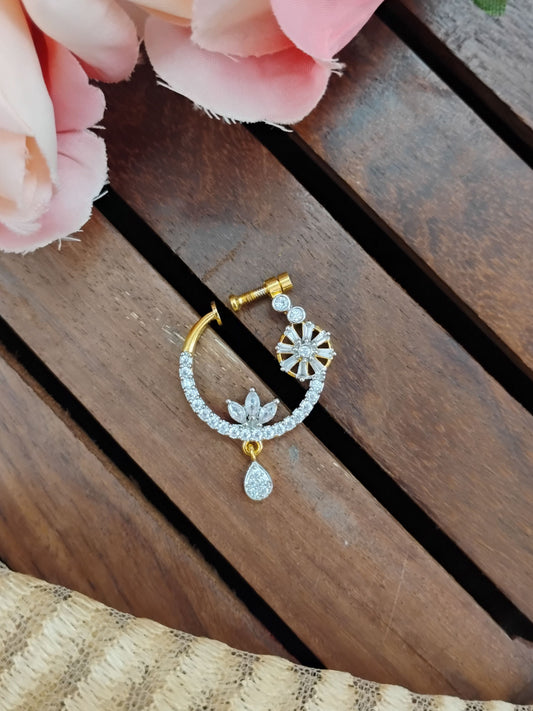 Soniya AD Stone Traditional Pearl Nose Pin