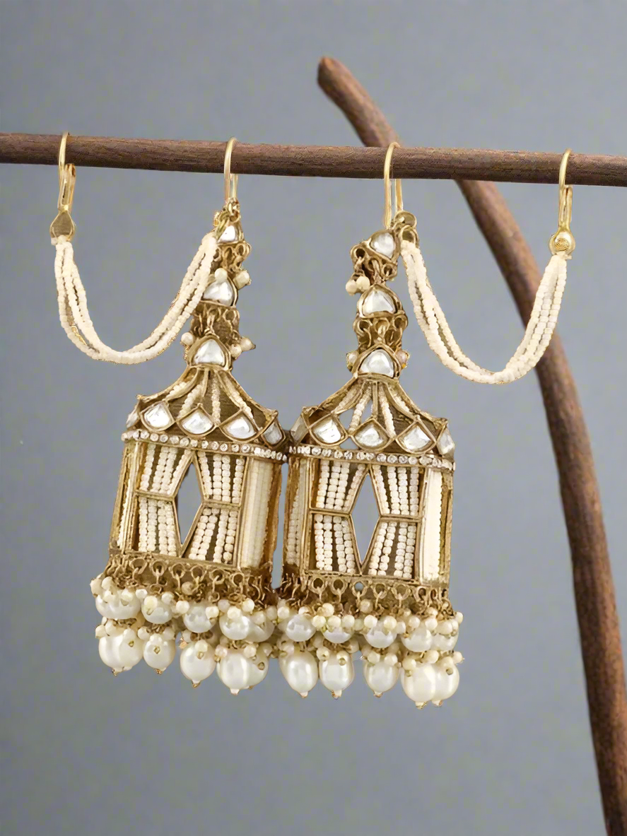 White Rajasthani Jharoka Jhumkis