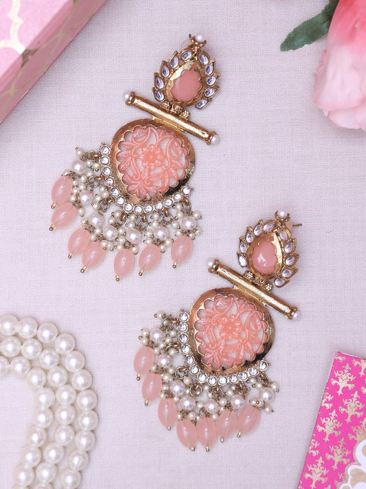 Peach Nysa Designer Earrings