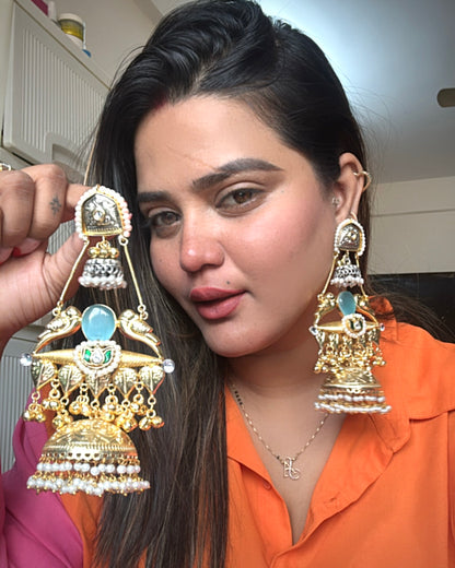 Turquoise Yaksha Premium Brass Earrings