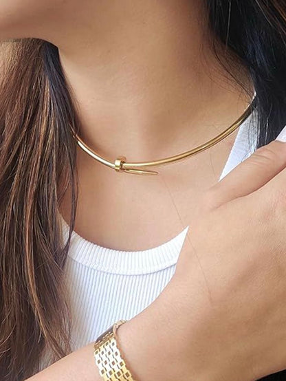 Golden Nail Hasli Necklace Set