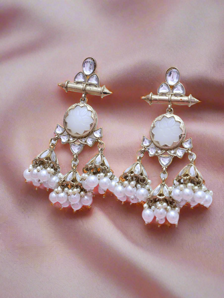 White Vabna Jhumkis