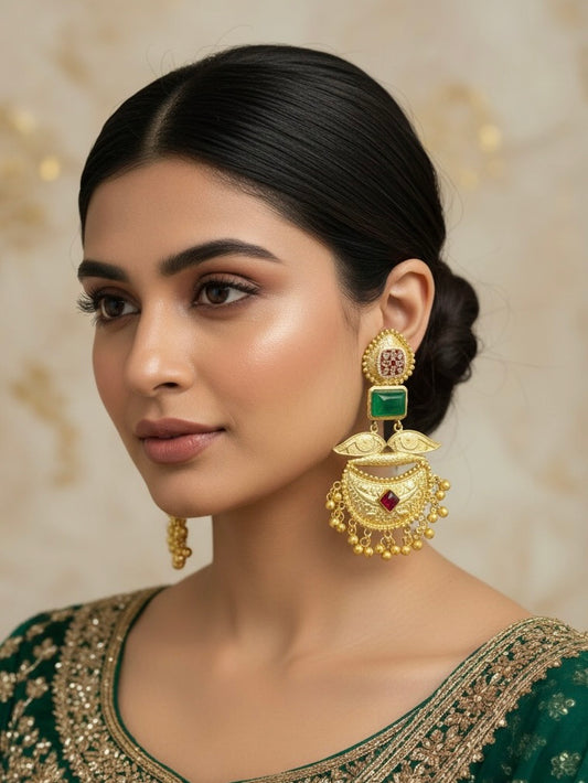 Emerald Naganika Brass Chandbalis