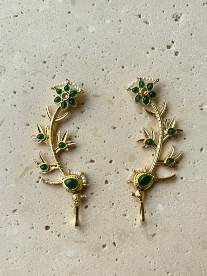 Emerald Darpanika Brass Earrings