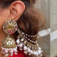 White Zareena Sahara Jhumkis with Tika
