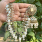 White Zareena Sahara Jhumkis with Tika