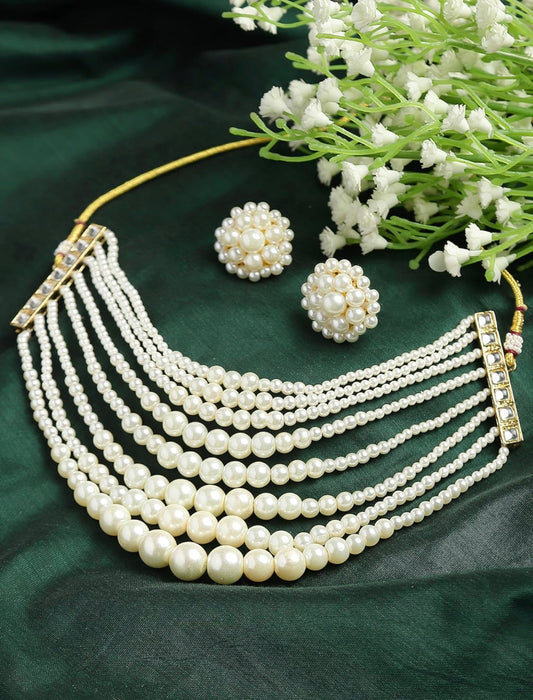 Alia Layered Pearl Necklace Set