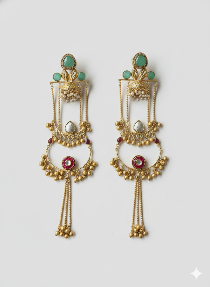 Golden Gandhari Brass Earrings