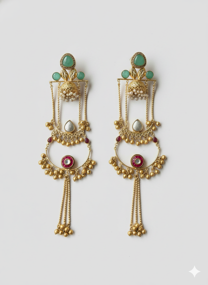 Golden Gandhari Brass Earrings
