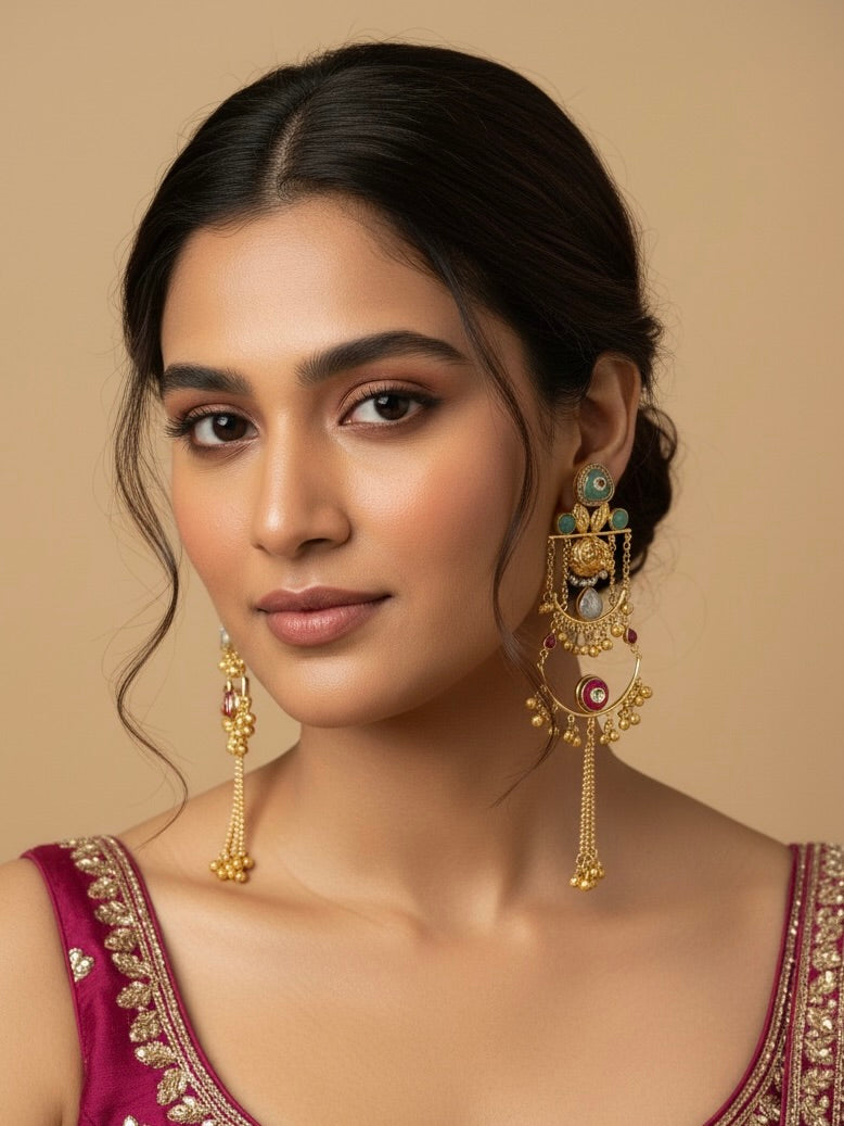 Golden Gandhari Brass Earrings