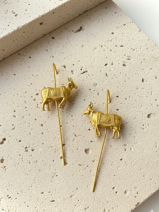 Golden Pakhi Brass Earrings