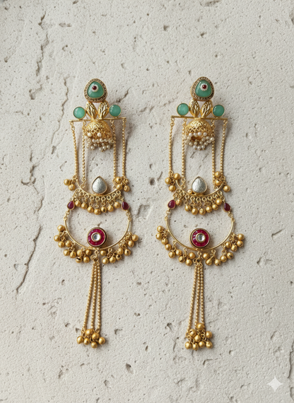 Golden Gandhari Brass Earrings