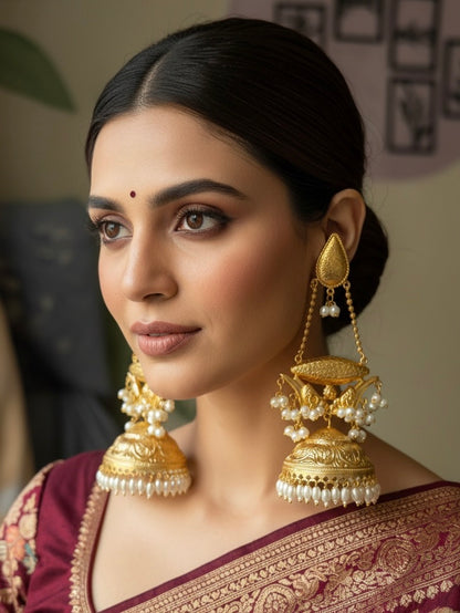 Golden Yantra Brass Jhumkis