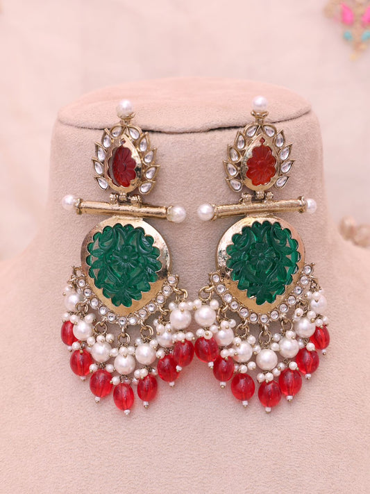 Red and Green Nysa Designer Earrings