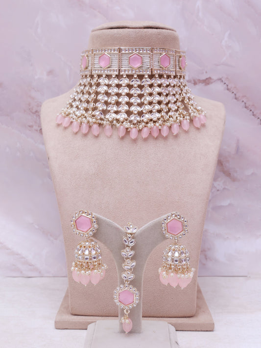 Baby Pink Ednitha Necklace Set