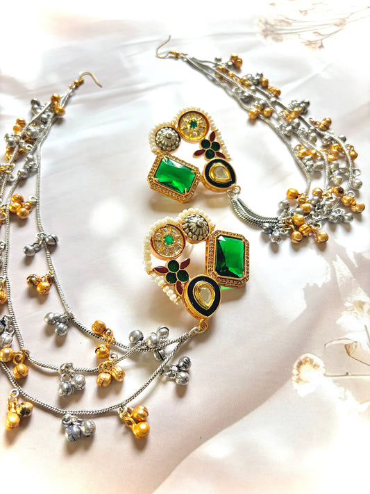Green Hansi Premium Brass Earrings