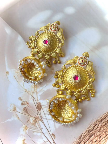 Golden Tannishta Brass Jhumkis