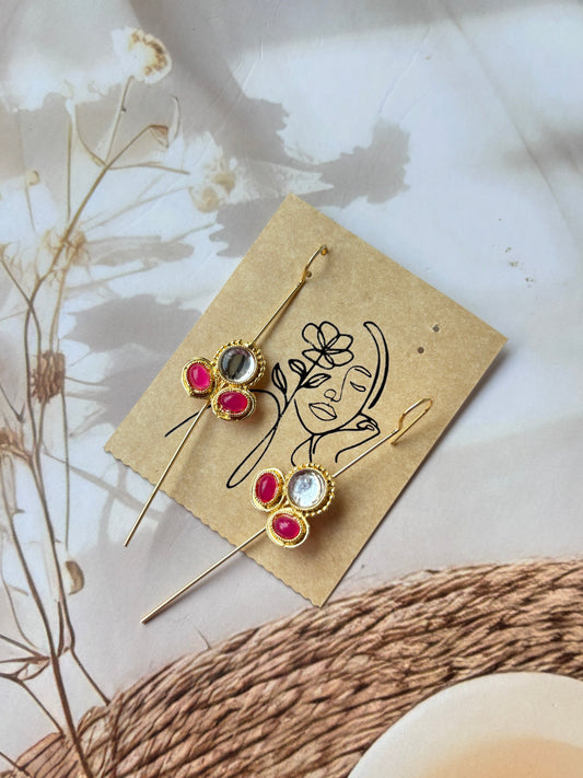 Pink Vallari Brass Earrings
