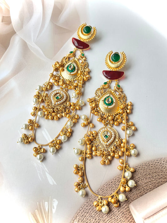 Red & Green Hanisha Brass Earrings