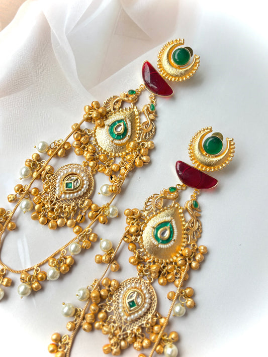 Red & Green Hanisha Brass Earrings