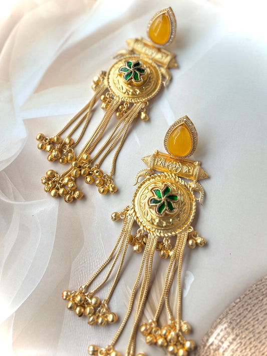 Yellow Lakshmika Brass Earrings