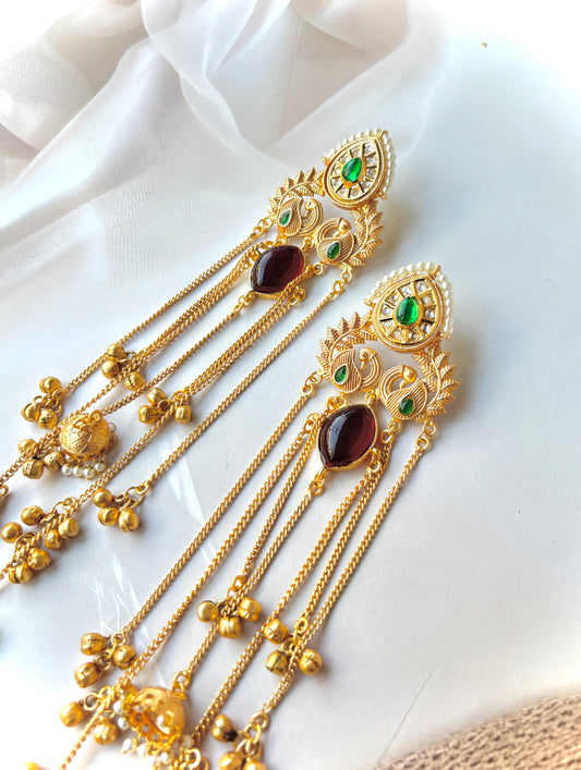 Maroon Omana Brass Earrings