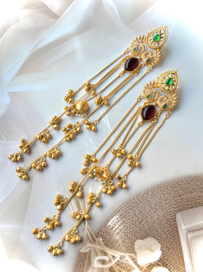 Maroon Omana Brass Earrings