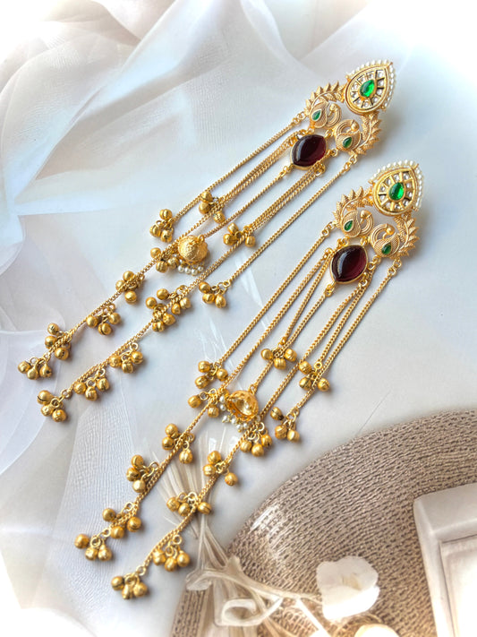 Maroon Omana Brass Earrings