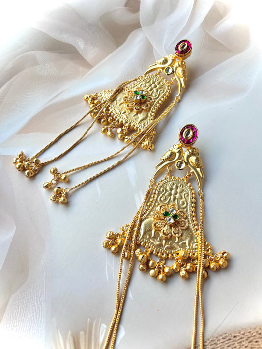 Golden Pakhija Brass Earrings