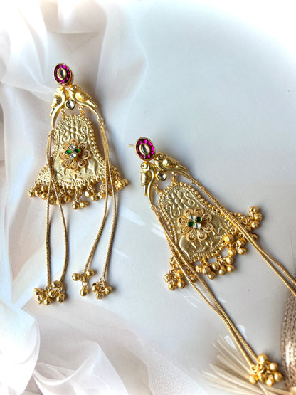 Golden Pakhija Brass Earrings