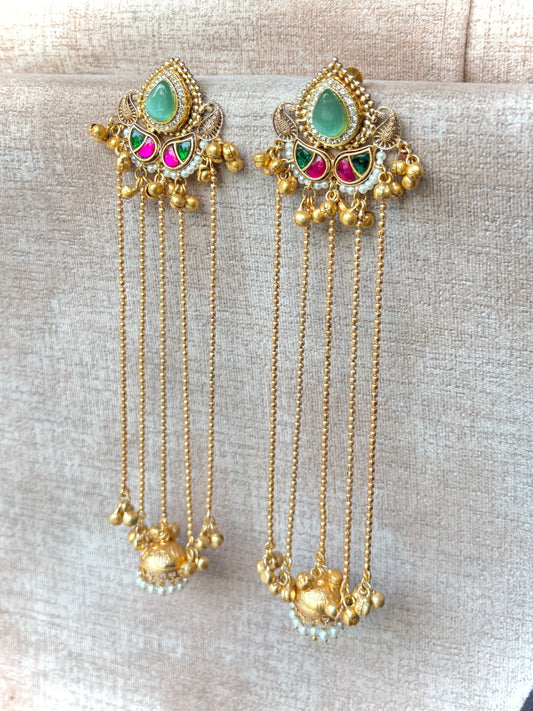 Multicolor Sadhri Brass Earrings