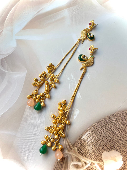 Emerald Vallari Brass Earrings