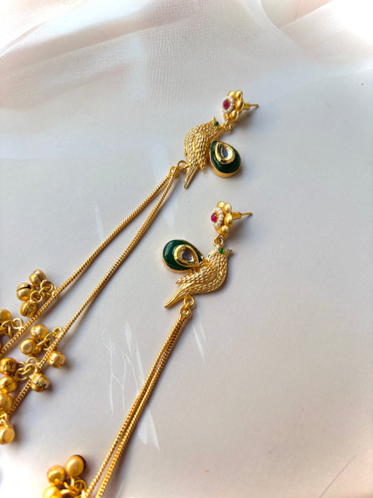 Emerald Vallari Brass Earrings