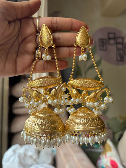 Golden Yantra Brass Jhumkis