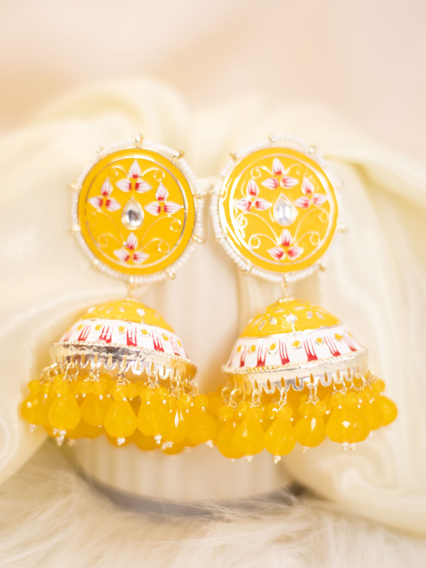 Yellow Saanchi Jhumkis