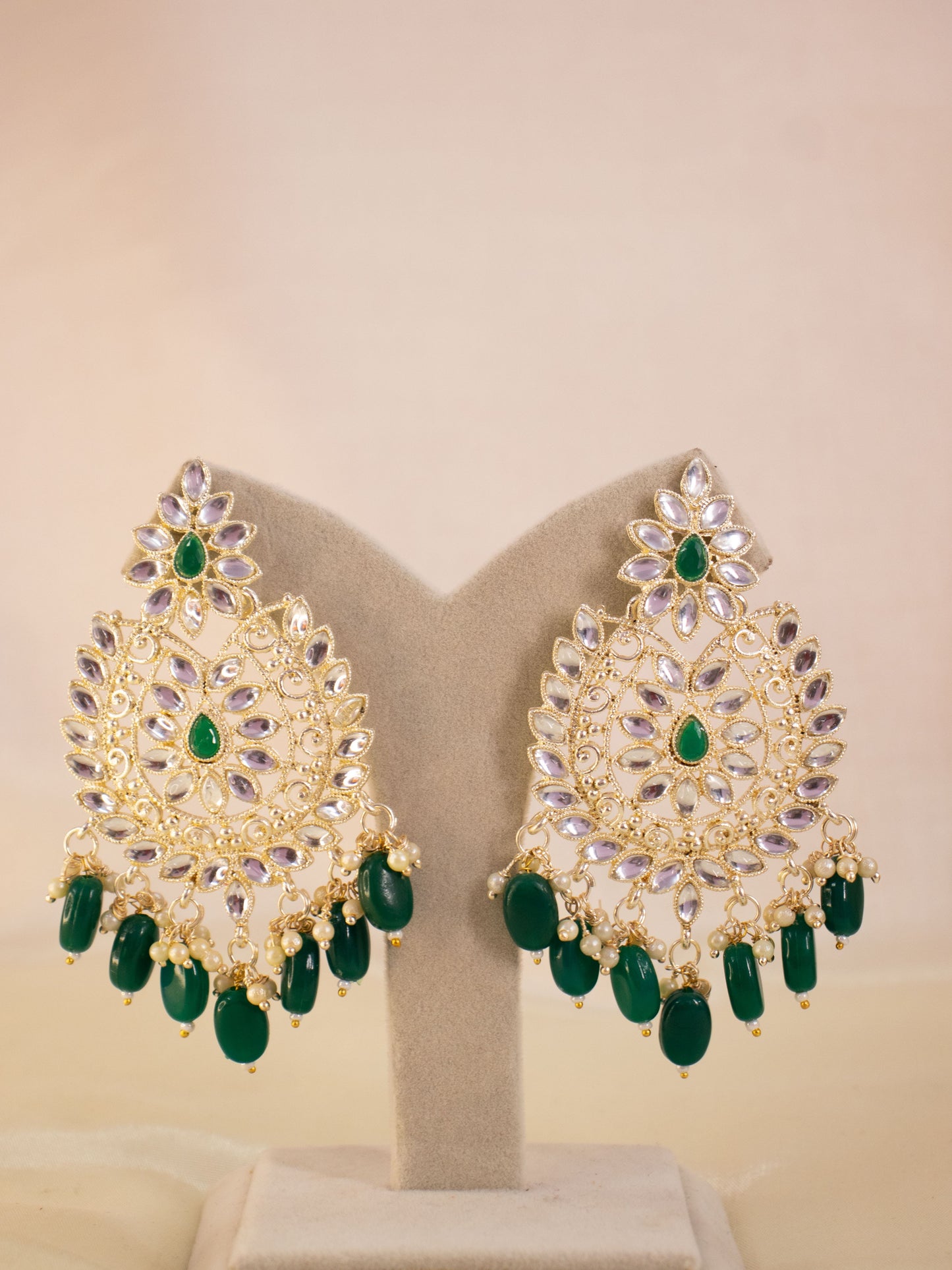 Emerald Green Dhara Necklace Set