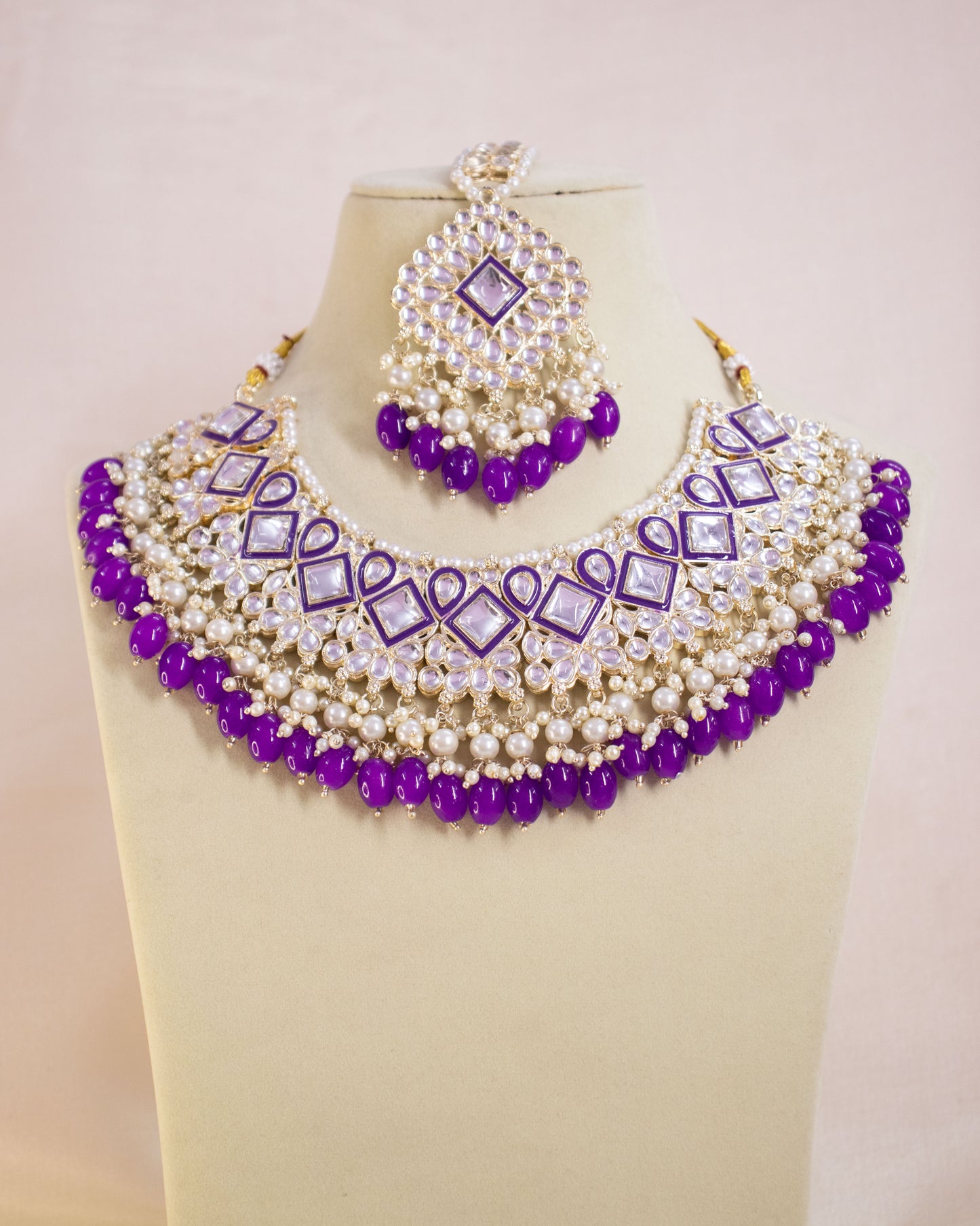 Purple Swarna Necklace Set