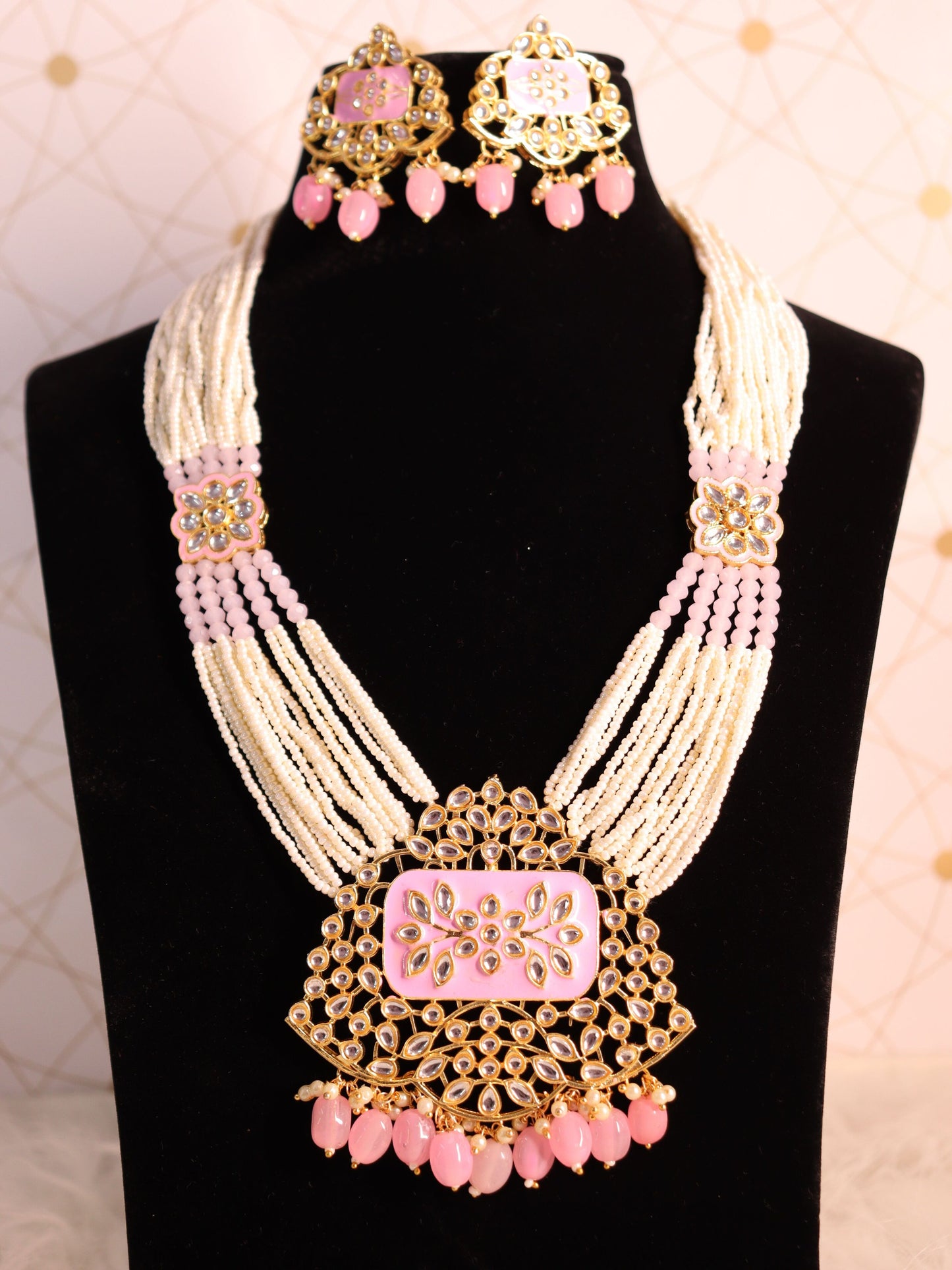 Pink Aayat Long Necklace Set