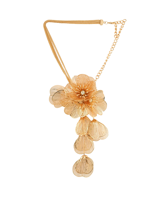 Golden Statement Flower Bouquet Necklace