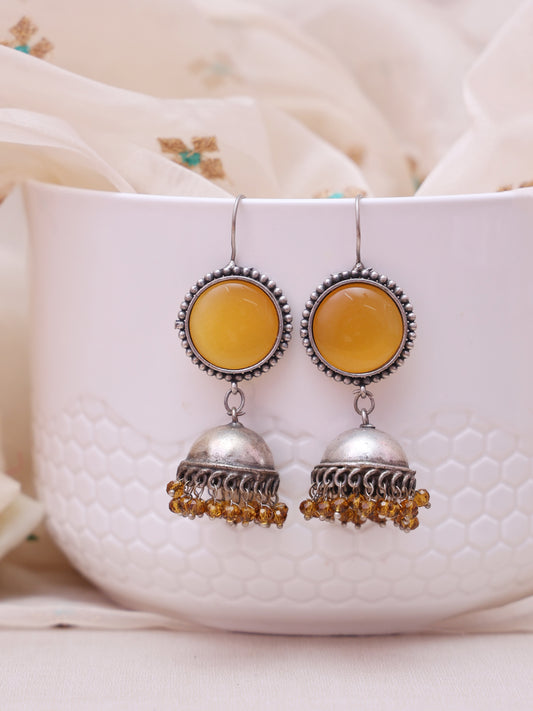 Yellow Quincy Oxidised Jhumkis