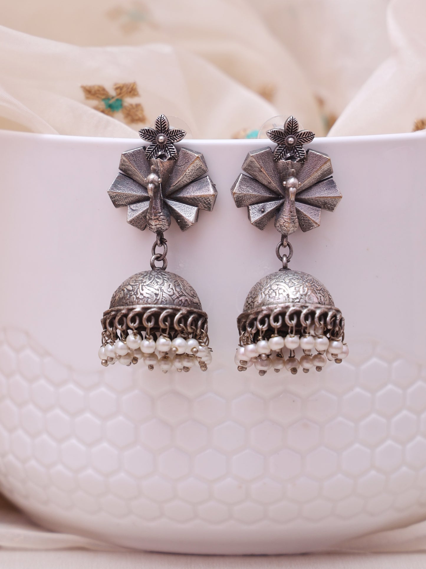 Vaidaghi Oxidised Jhumkis