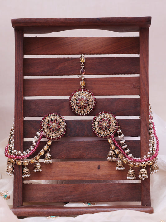 Ruby Bagula Jhumkis with Tika