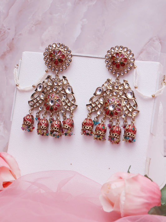 Red Quilla Jhumkis