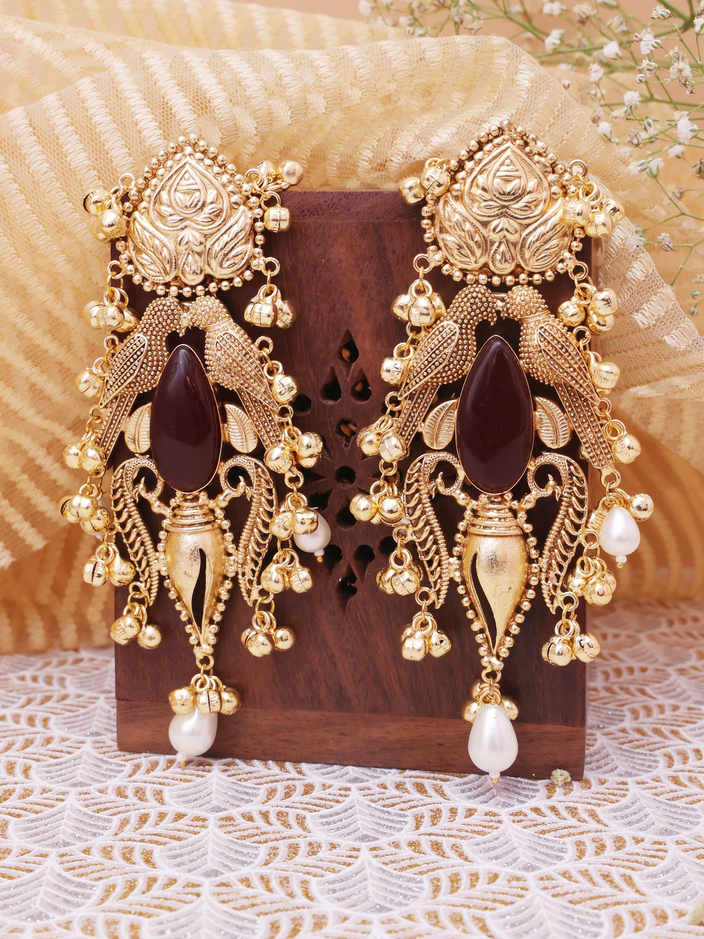 Golden Nabitha Premium Brass Earrings