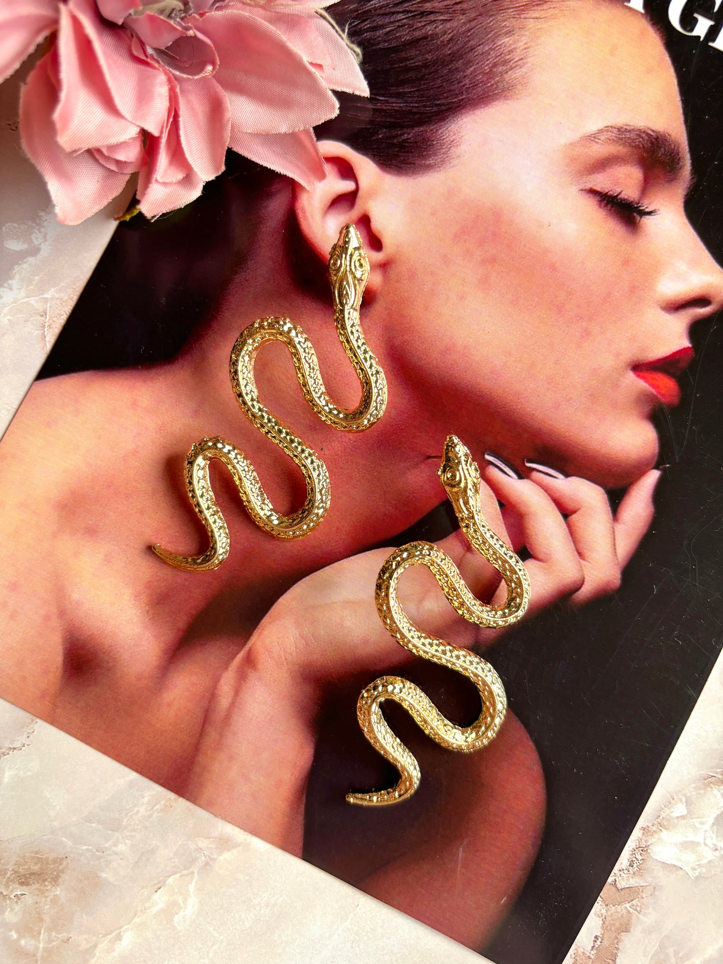 Golden Snake Western Earrings