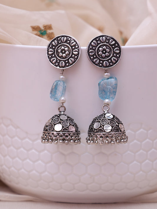 Udyarani Oxidised Jhumkis