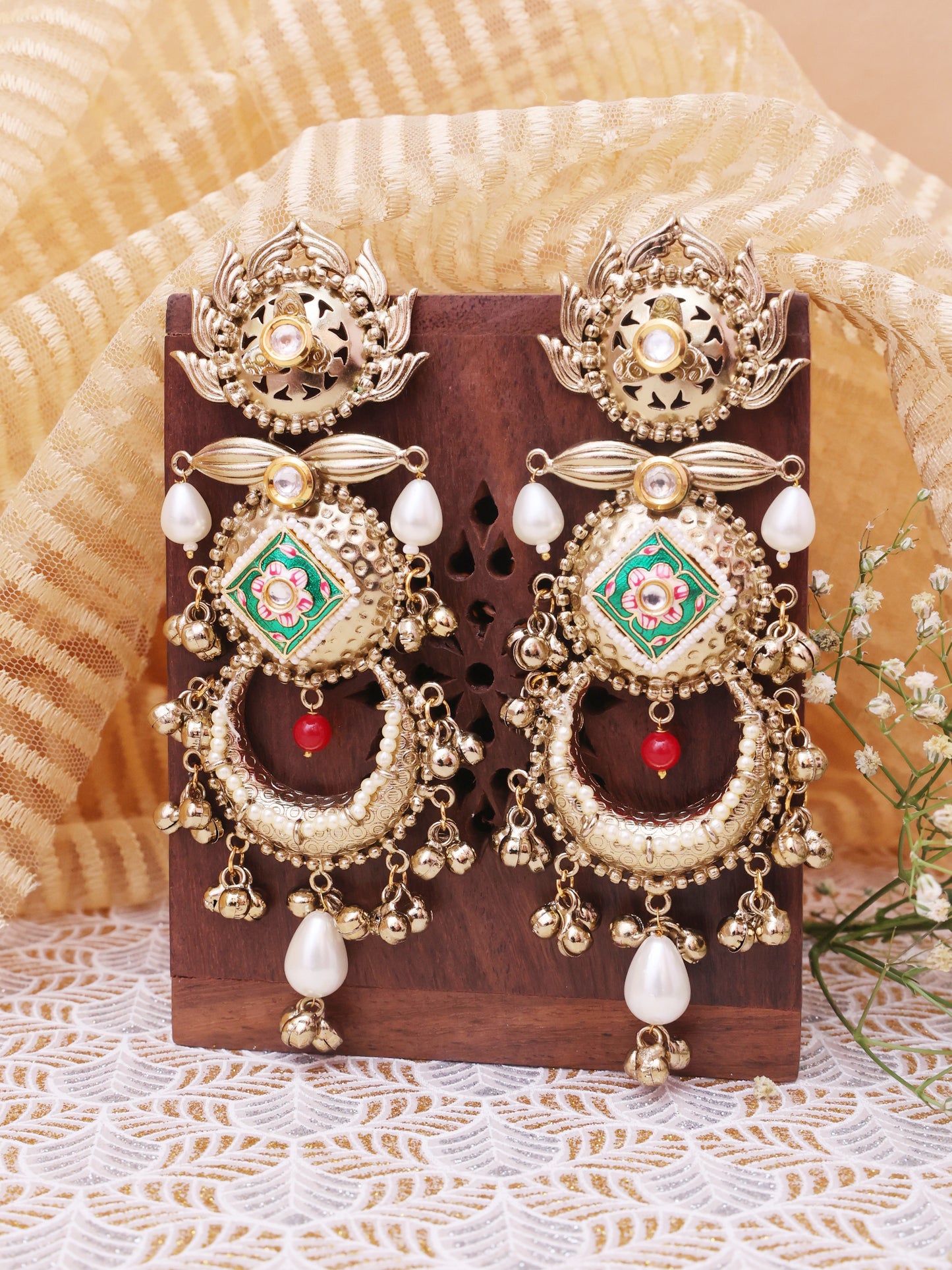 Golden Saachi Premium Brass Earrings